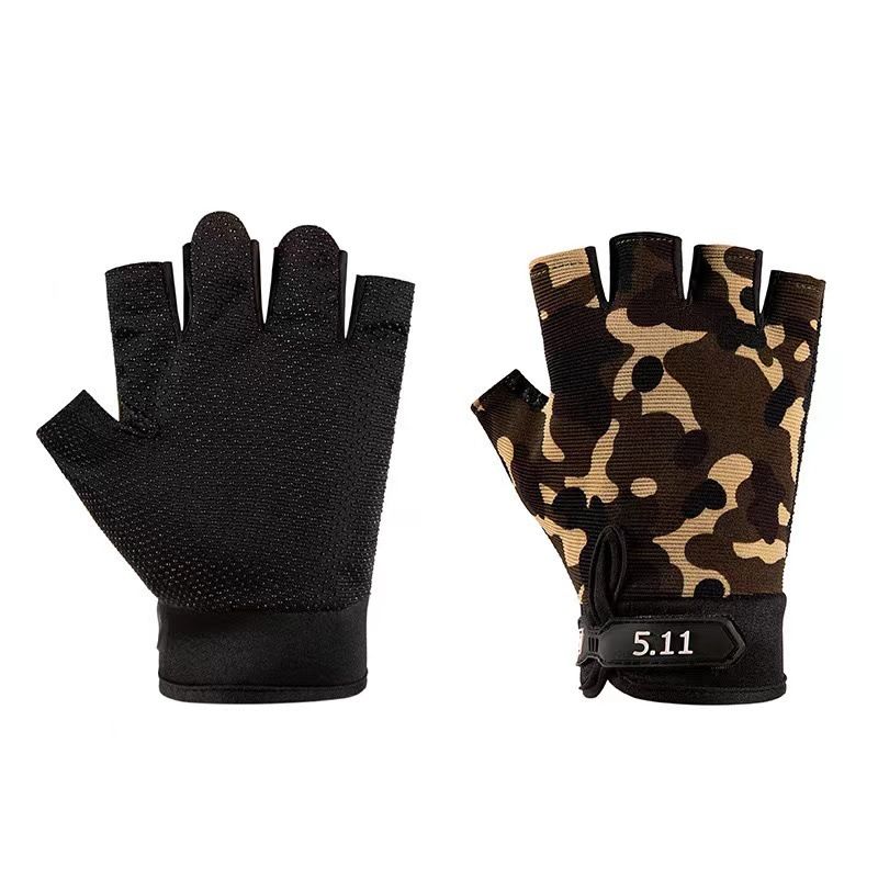 Camouflage Tactical Half Finger Gloves with Hard Knuckle Protection - Non-Slip Breathable Combat Gloves for Men and Women, Heavy Duty Fingerless Design for Outdoor Training, Hiking, Cycling and Shooting