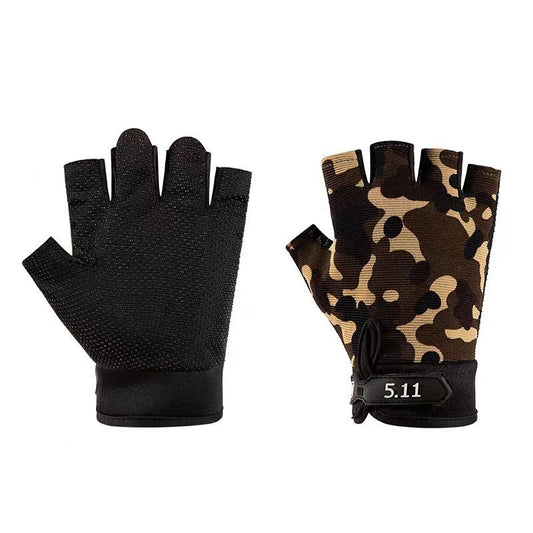 Camouflage Tactical Half Finger Gloves with Hard Knuckle Protection - Non-Slip Breathable Combat Gloves for Men and Women, Heavy Duty Fingerless Design for Outdoor Training, Hiking, Cycling and Shooting