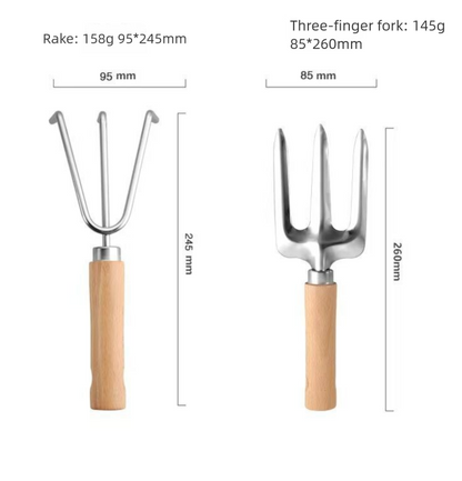 9-Piece Gardening Tool Set - Heavy Duty Stainless Steel with Beechwood Handles - Complete Garden Kit including Storage Tote, Hand Trowel, Rake, Pruning Shears and Gloves, Durable Gift Ready Solution