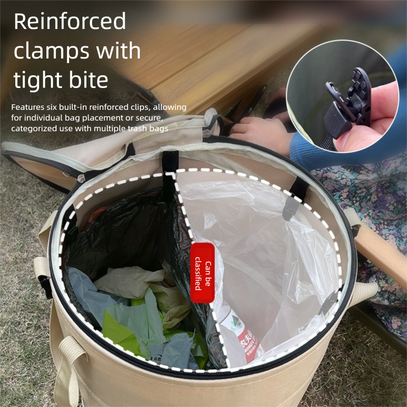 Black Foldable Camping Trash Can with Lid - Large Capacity Heavy Duty Pop Up Rubbish Bin - Portable Storage Bag for Caravan, Picnic, Gardening and Outdoor Adventures - Space Saving Design(Size: S)