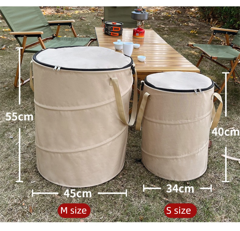 Black Foldable Camping Trash Can with Lid - Large Capacity Heavy Duty Pop Up Rubbish Bin - Portable Storage Bag for Caravan, Picnic, Gardening and Outdoor Adventures - Space Saving Design(Size: S)