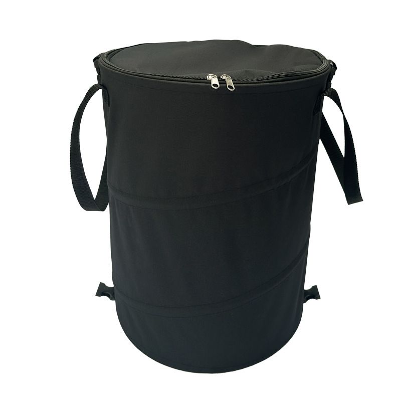 Black Foldable Camping Trash Can with Lid - Large Capacity Heavy Duty Pop Up Rubbish Bin - Portable Storage Bag for Caravan, Picnic, Gardening and Outdoor Adventures - Space Saving Design(Size: M)