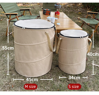 Black Foldable Camping Trash Can with Lid - Large Capacity Heavy Duty Pop Up Rubbish Bin - Portable Storage Bag for Caravan, Picnic, Gardening and Outdoor Adventures - Space Saving Design(Size: M)
