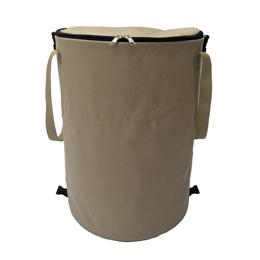 Coffee color Foldable Camping Trash Can with Lid - Large Capacity Heavy Duty Pop Up Rubbish Bin - Portable Storage Bag for Caravan, Picnic, Gardening and Outdoor Adventures - Space Saving Design(Size: S)