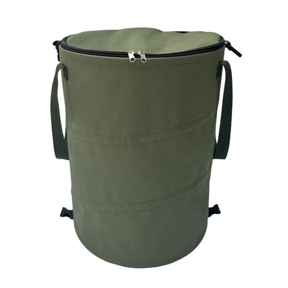 Army green Foldable Camping Trash Can with Lid - Large Capacity Heavy Duty Pop Up Rubbish Bin - Portable Storage Bag for Caravan, Picnic, Gardening and Outdoor Adventures - Space Saving Design(Size: S)