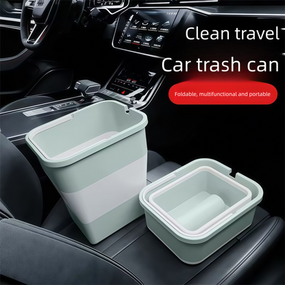 Beige Foldable Car Trash Can and Multi-Functional Storage Bin - Includes 5 Rolls of Bags - Leak-Proof Waterproof Design for Road Trips, Camping and Daily Commuting - Space Saving Portable Organiser(large)