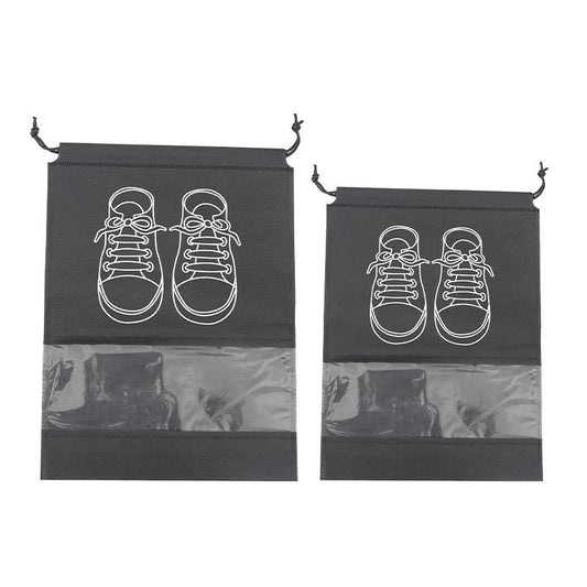 50-Pack Shoe Storage Bags - 25 Medium and 25 Large - Non-Woven Dust-Proof Travel Organiser with Transparent Window, Drawstring Closure for Business Trips, Home Wardrobe and Daily Storage