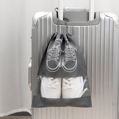 50-Pack Shoe Storage Bags - 25 Medium and 25 Large - Non-Woven Dust-Proof Travel Organiser with Transparent Window, Drawstring Closure for Business Trips, Home Wardrobe and Daily Storage
