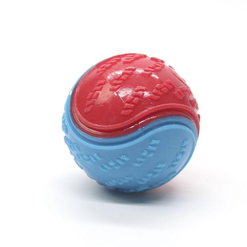 Blue and red Squeaky Dog Balls - 2-Pack Durable TPR Chew Toys for Puppies and Adult Dogs - Interactive Fetch and Training Ball with Teething Texture - Safe and Non-Toxic Daily Play Solution