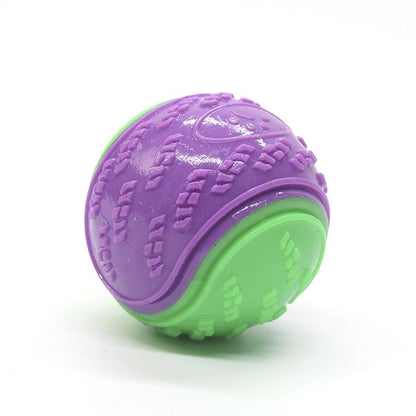 Purple and green Squeaky Dog Balls - 2-Pack Durable TPR Chew Toys for Puppies and Adult Dogs - Interactive Fetch and Training Ball with Teething Texture - Safe and Non-Toxic Daily Play Solution