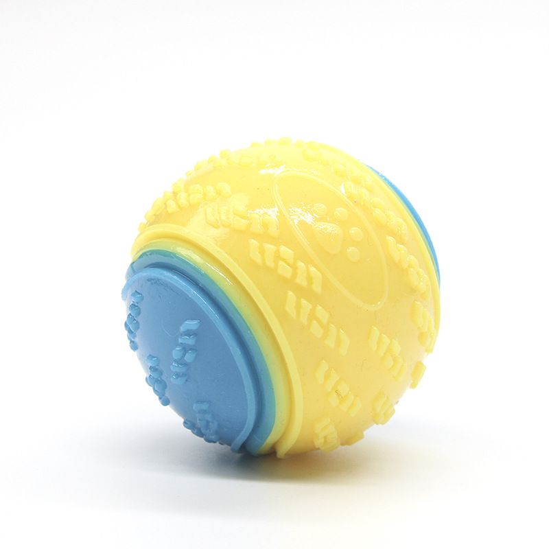 Blue and yellow Squeaky Dog Balls - 2-Pack Durable TPR Chew Toys for Puppies and Adult Dogs - Interactive Fetch and Training Ball with Teething Texture - Safe and Non-Toxic Daily Play Solution