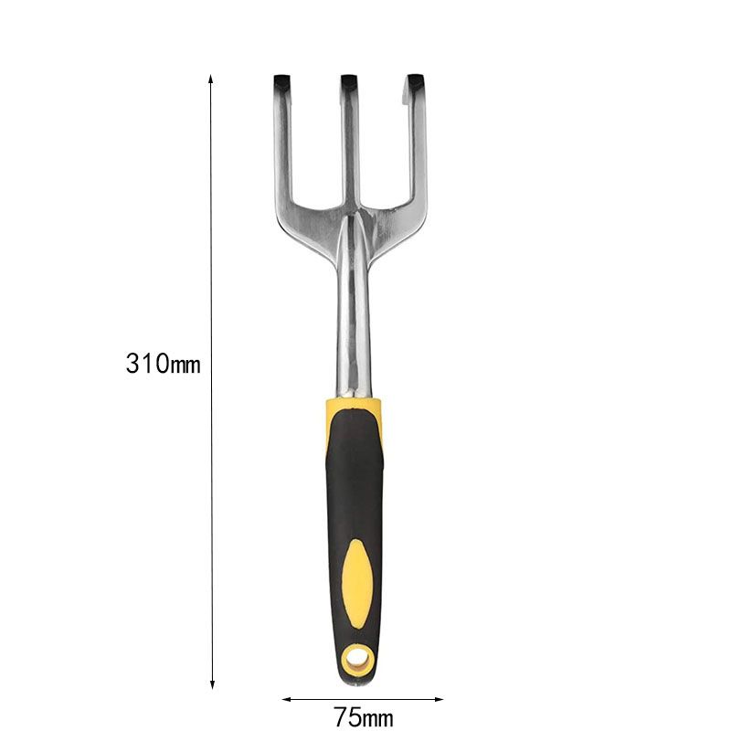 3-Piece Yellow Gardening Tool Set - Heavy Duty Aluminum Alloy with Bonus Claw Gardening Gloves - Rust Resistant Hand Trowel, Cultivator and Transplanter for Planting, Digging and Weeding