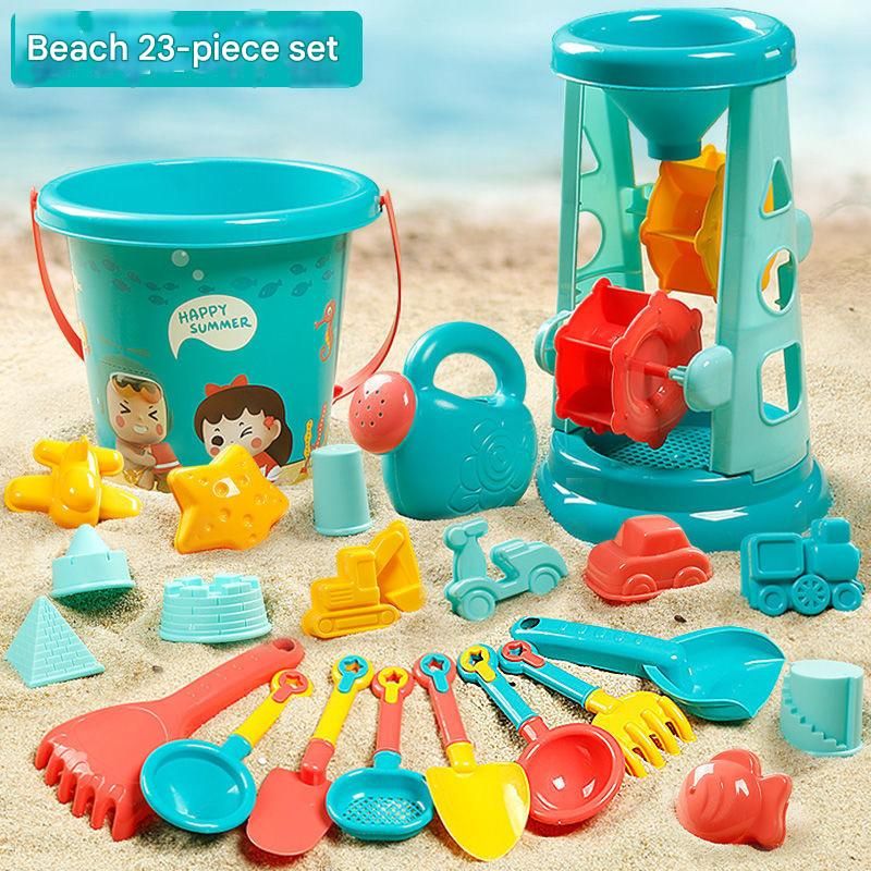 23-Piece Kids Beach Toy Set with Sand Truck and Bucket - Complete Summer Outdoor Play Kit with Molds and Shovels for Sandpit and Backyard Fun - Durable BPA-Free Sensory Toys for Children
