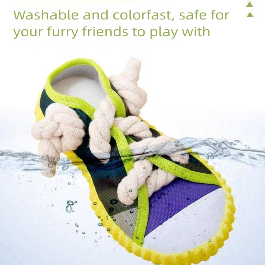 Grey Squeaky Canvas Shoe Dog Toy - Durable Realistic Sneaker Design for Chewing and Teething, Interactive Boredom Buster with Built-in Squeaker, Daily Play and Training Solution for Pets