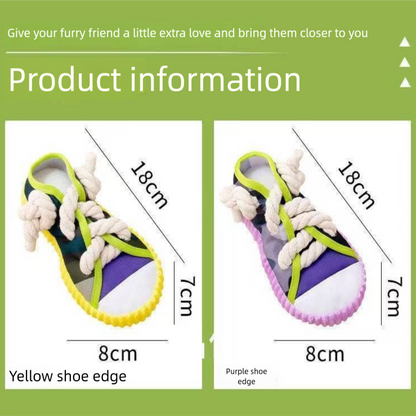 Grey Squeaky Canvas Shoe Dog Toy - Durable Realistic Sneaker Design for Chewing and Teething, Interactive Boredom Buster with Built-in Squeaker, Daily Play and Training Solution for Pets