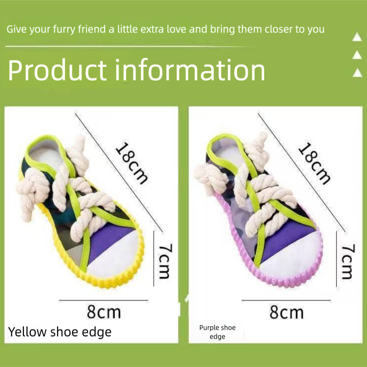 Yellow Squeaky Canvas Shoe Dog Toy - Durable Realistic Sneaker Design for Chewing and Teething, Interactive Boredom Buster with Built-in Squeaker, Daily Play and Training Solution for Pets