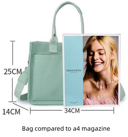 Dark blue Large Canvas Tote Bag for Women - Multi-Pocket Utility Organiser with Wide Adjustable Shoulder Strap - Trendy Crossbody and Handheld Bag for Work, Shopping and Travel - Daily Comfort Solution