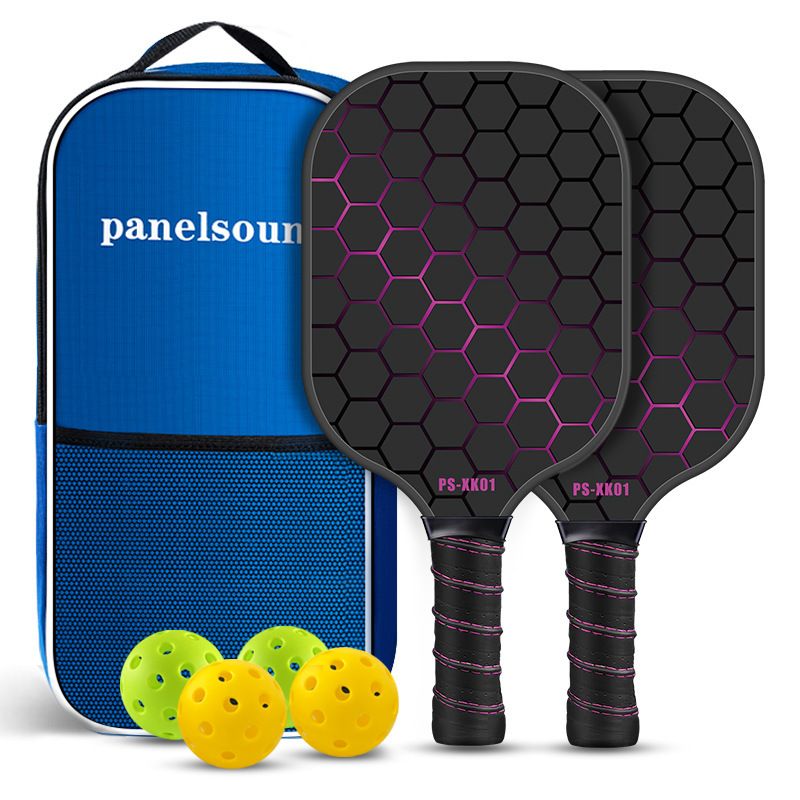 Red Pickleball Paddle Set - Premium Fiberglass Surface - Lightweight Honeycomb Core, Cushioned Non-Slip Grip, Professional Performance for All Skill Levels, Complete Kit with Carry Bag and Balls