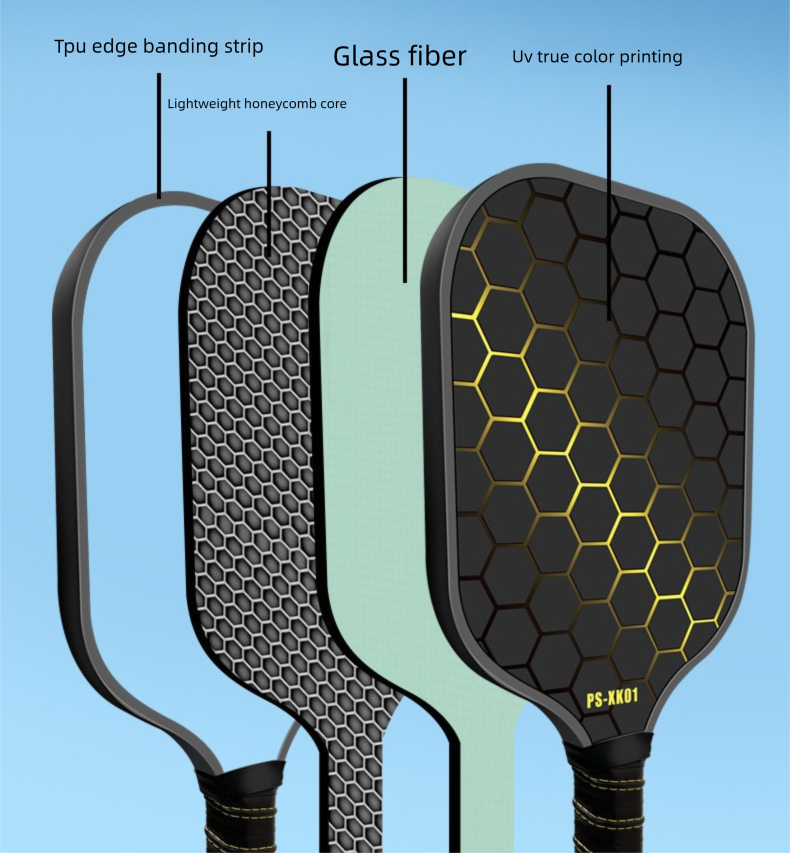 Yellow Pickleball Paddle Set - Premium Fiberglass Surface - Lightweight Honeycomb Core, Cushioned Non-Slip Grip, Professional Performance for All Skill Levels, Complete Kit with Carry Bag and Balls