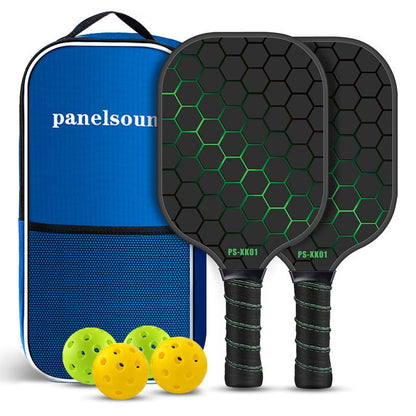Green Pickleball Paddle Set - Premium Fiberglass Surface - Lightweight Honeycomb Core, Cushioned Non-Slip Grip, Professional Performance for All Skill Levels, Complete Kit with Carry Bag and Balls
