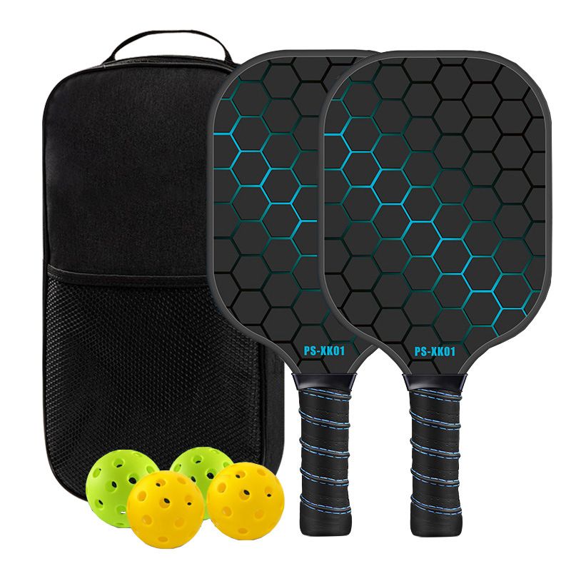 Green Pickleball Paddle Set - Premium Fiberglass Surface - Lightweight Honeycomb Core, Cushioned Non-Slip Grip, Professional Performance for All Skill Levels, Complete Kit with Carry Bag and Balls(Black bag)