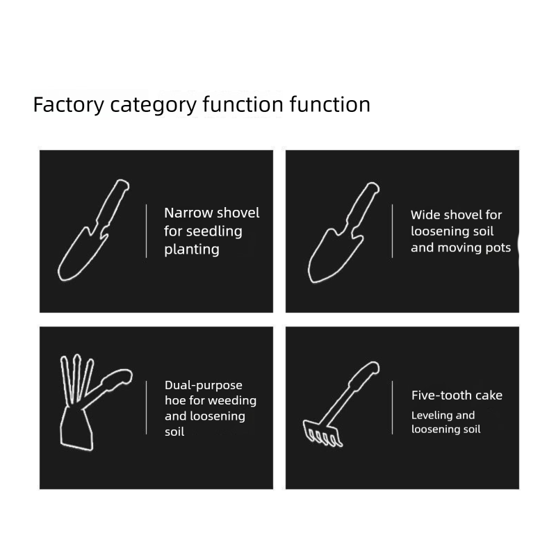 4-Piece Garden Hand Tool Set - Heavy Duty Steel with Ergonomic Non-Slip Grips - Includes Trowel, Transplanter, 5-Prong Rake and Dual-Purpose Hoe for Weeding, Planting and Shell Digging