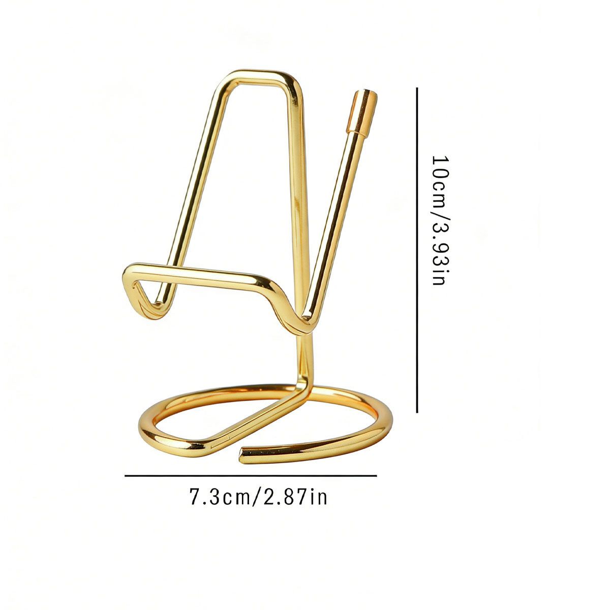 2-Pack Gold Universal Aluminum Phone Stand - Minimalist One-Piece Metal Tablet Holder - Durable Integrated Fixed Angle Desktop Bracket, Sleek Industrial Design for Home Office and Bedroom