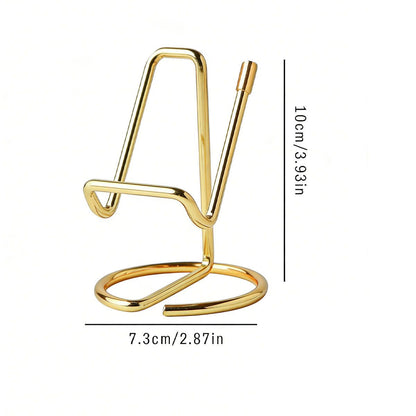 2-Pack Gold Universal Aluminum Phone Stand - Minimalist One-Piece Metal Tablet Holder - Durable Integrated Fixed Angle Desktop Bracket, Sleek Industrial Design for Home Office and Bedroom