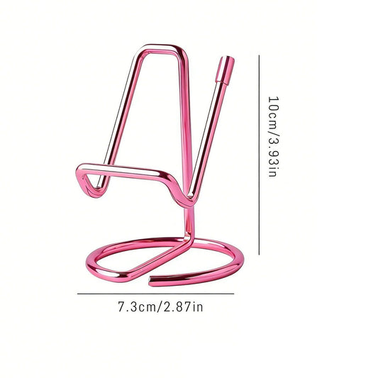 2-Pack Pink Universal Aluminum Phone Stand - Minimalist One-Piece Metal Tablet Holder - Durable Integrated Fixed Angle Desktop Bracket, Sleek Industrial Design for Home Office and Bedroom