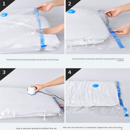 Vacuum Storage Bags - 3-Pack Mixed Sizes (100x70, 80x60, 70x50) - Space Saving Airtight Compression Bags for Blankets, Clothing and Bedding - Includes Travel Hand Pump