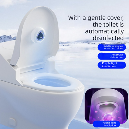 White Automatic UV Toilet Disinfection Light - Rechargeable Smart Sensor Steriliser for Home Bathroom, IPX4 Waterproof, Long Battery Life, Easy Adhesive Installation, Odour Elimination