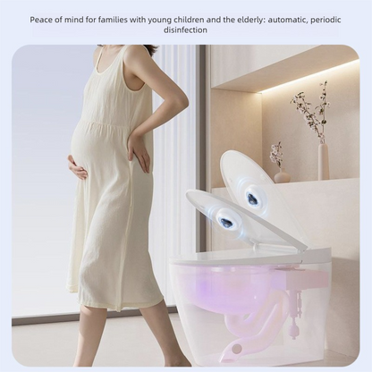 White Automatic UV Toilet Disinfection Light - Rechargeable Smart Sensor Steriliser for Home Bathroom, IPX4 Waterproof, Long Battery Life, Easy Adhesive Installation, Odour Elimination