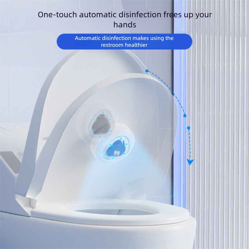 White Automatic UV Toilet Disinfection Light - Rechargeable Smart Sensor Steriliser for Home Bathroom, IPX4 Waterproof, Long Battery Life, Easy Adhesive Installation, Odour Elimination