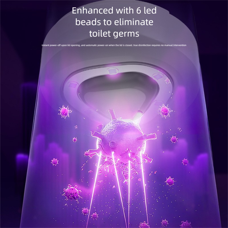 White Automatic UV Toilet Disinfection Light - Rechargeable Smart Sensor Steriliser for Home Bathroom, IPX4 Waterproof, Long Battery Life, Easy Adhesive Installation, Odour Elimination