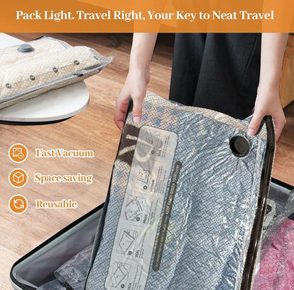 Nine Vacuum Storage Bags Set with Hand Pump - Space Saving Compression Bags for Travel & Wardrobe Organization