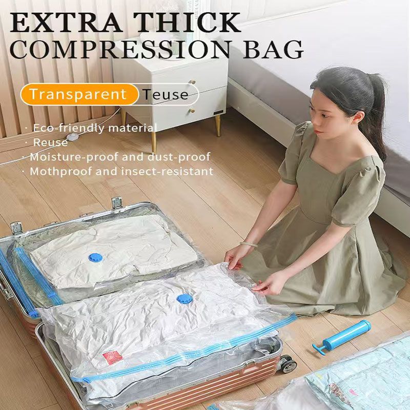6-Piece Vacuum Storage Bags Set with Hand Pump - Multi-Size Space Saver for Quilts, Clothes & Duvets