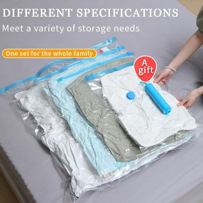 6-Piece Vacuum Storage Bags Set with Hand Pump - Multi-Size Space Saver for Quilts, Clothes & Duvets