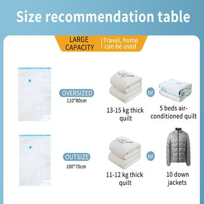 6-Piece Vacuum Storage Bags Set with Hand Pump - Multi-Size Space Saver for Quilts, Clothes & Duvets
