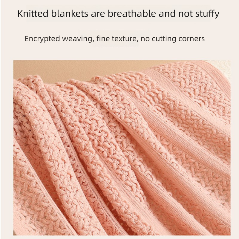 Dark grey Elegant Openwork Knitted Throw Blanket with Tassels - 127x180cm Large Decorative Soft Sofa Blanket for Living Room & Bedroom - Breathable Cozy Cover for Travel & Office Nap