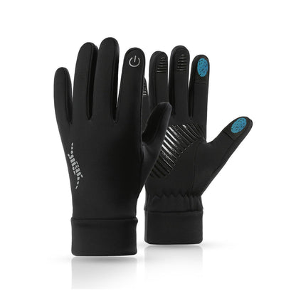 Black Windproof Thermal Sports Gloves with Touchscreen Fingertips & Anti-Slip Palm Grip for Running & Cycling (SD-01 Wrist-Tighten / M Size)
