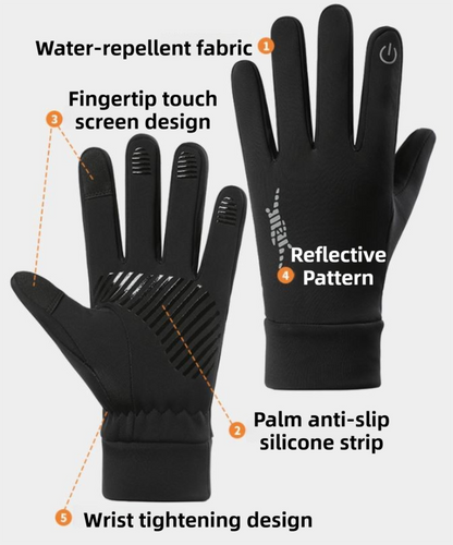 Grey Windproof Thermal Sports Gloves with Touchscreen Fingertips & Anti-Slip Palm Grip for Running & Cycling (SD-01 Wrist-Tighten / M Size)