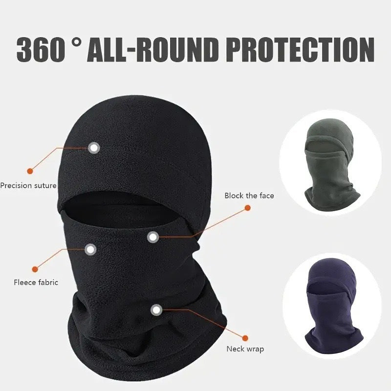 3-in-1 Black Winter Windproof and Thermal Sport Gear - Fleece Balaclava Hood, Touchscreen Gloves & Insulated Socks