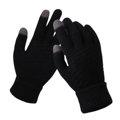 3-in-1 Black Winter Windproof and Thermal Sport Gear - Fleece Balaclava Hood, Touchscreen Gloves & Insulated Socks
