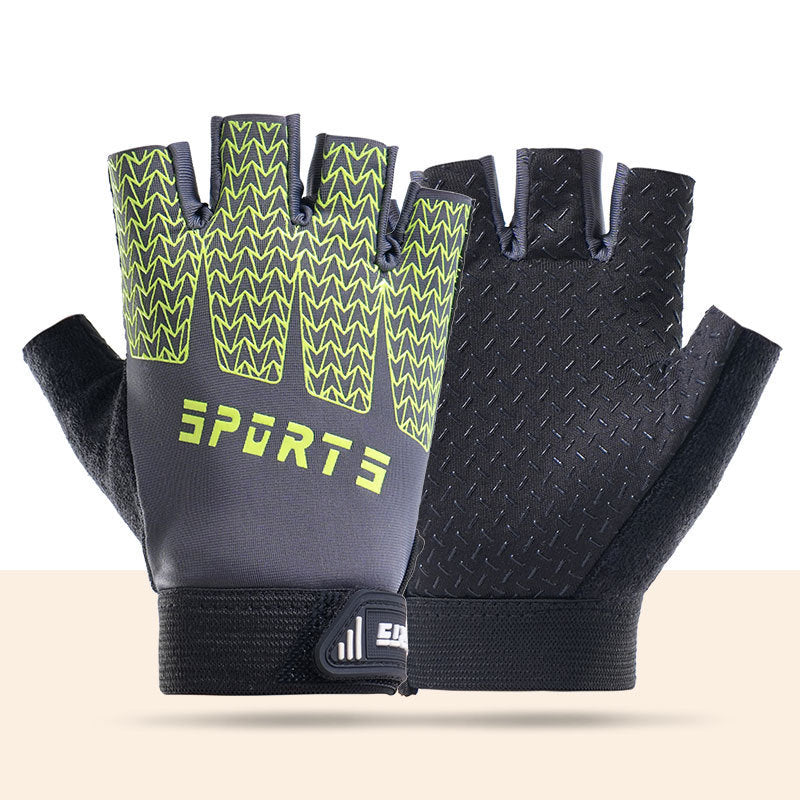Black and Green Breathable Half-Finger Cycling Gloves for Kids - Non-Slip Silicone Grip, Ice Silk & Shock-Absorbing Sports Mitts (S Size)