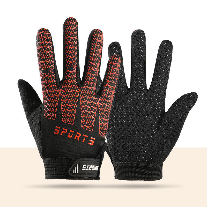 Black and Red Breathable Cycling Gloves for Kids - Non-Slip Silicone Grip, Ice Silk & Shock-Absorbing Sports Mitts (L Size)