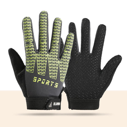 Black and Green Breathable Cycling Gloves for Kids - Non-Slip Silicone Grip, Ice Silk & Shock-Absorbing Sports Mitts (L Size)