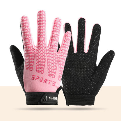 Black and Pink Breathable Cycling Gloves for Kids - Non-Slip Silicone Grip, Ice Silk & Shock-Absorbing Sports Mitts (M Size)