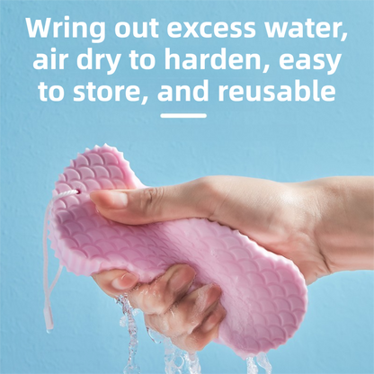 3PCS Pink Nordic Style 3D Fish Scale Exfoliating Sponge - High Elasticity Body Scrubber for Painless Deep Clean