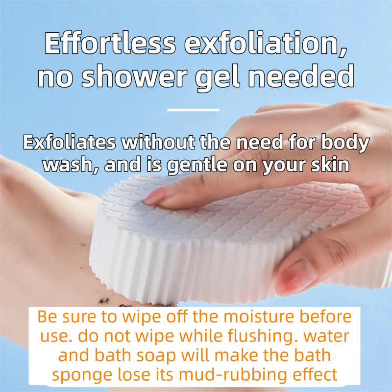 3PCS White Nordic Style 3D Fish Scale Exfoliating Sponge - High Elasticity Body Scrubber for Painless Deep Clean