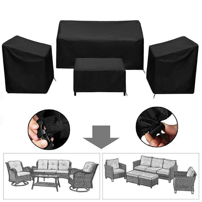 4PCS Large Outdoor Dustproof Furniture Cover Set with Zippered Bag (L Size) - Waterproof and UV-Resistant Garden Sofa, Desk & Chair Protectors